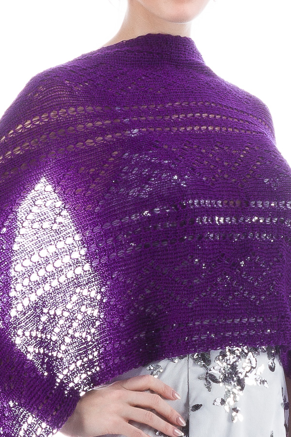 Hand knitted Lace Evening Shawl - Purple