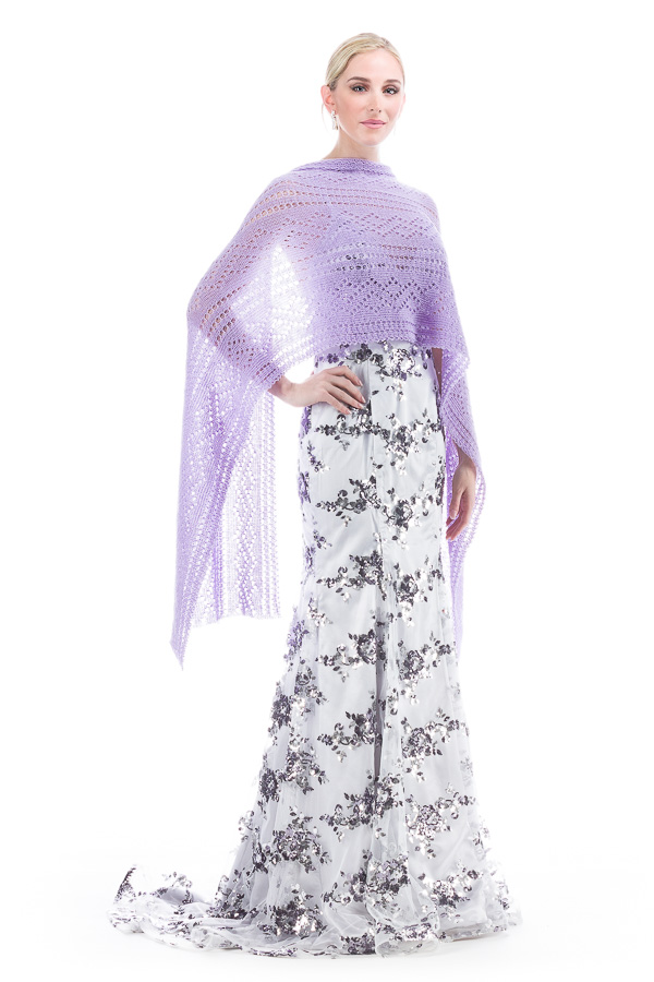 Hand knitted Lace Evening Shawl - Lavender