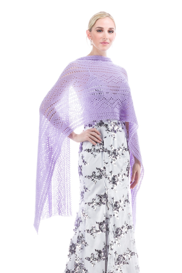 Hand knitted Lace Evening Shawl - Lavender