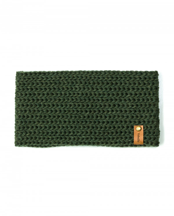 100% Merino Wool Giant Stitch Knit Headband - Dark Olive