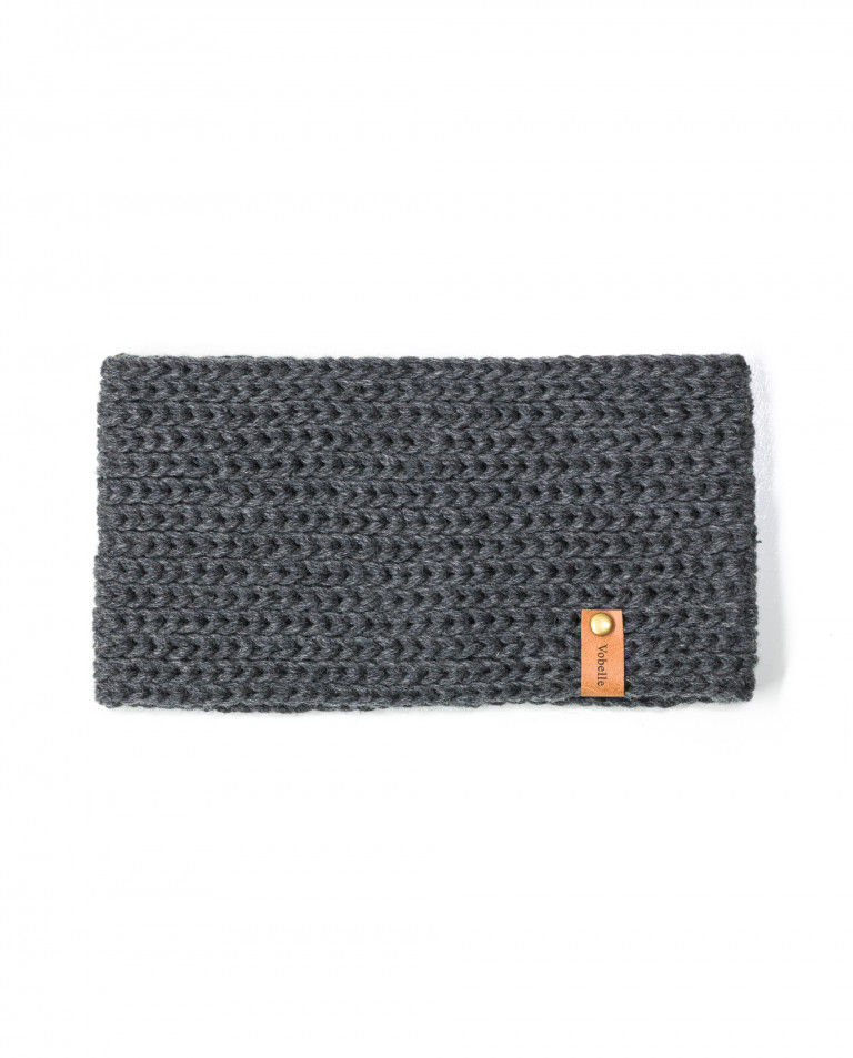 100% Merino Wool Giant Stitch Knit Headband - Dark Gray