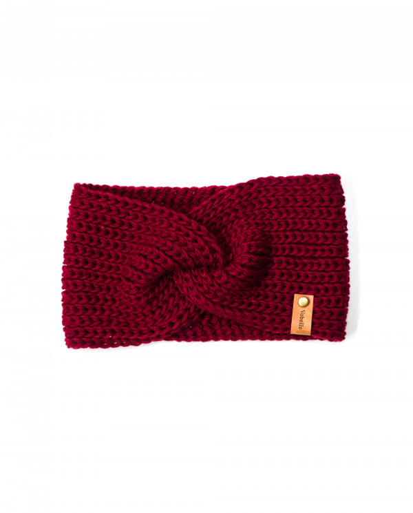 100% Merino Wool Giant Stitch Turbine Headband - Dark Red