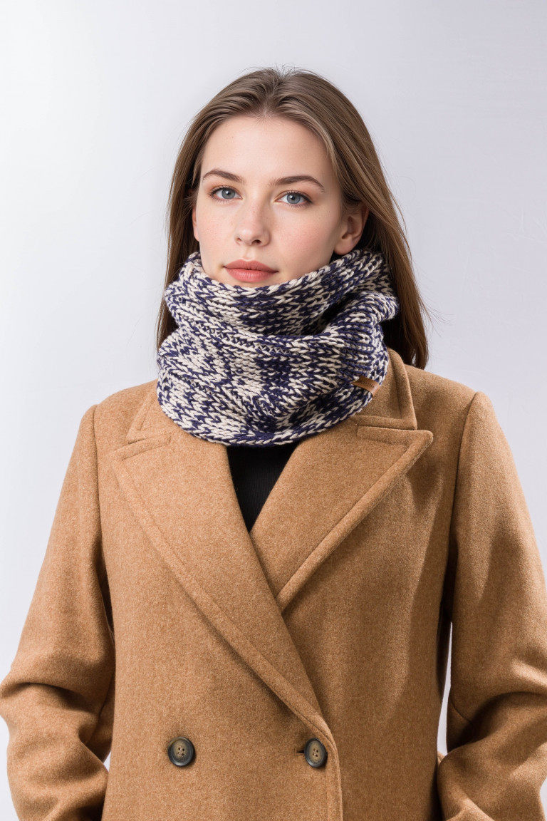 100% Merino Wool Two Tone Knit Cowl Neck Warmer