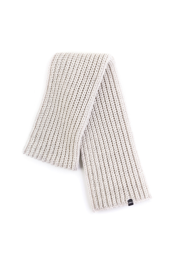 100% Merino Wool Chunky Knit Long Scarf - White Heather