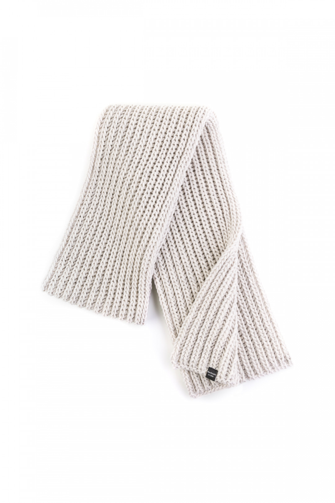 100% Merino Wool Chunky Knit Long Scarf - White Heather