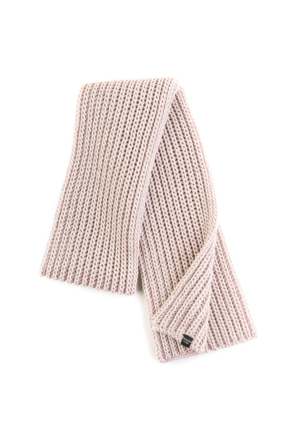 100% Merino Wool Chunky Knit Long Scarf - Beige