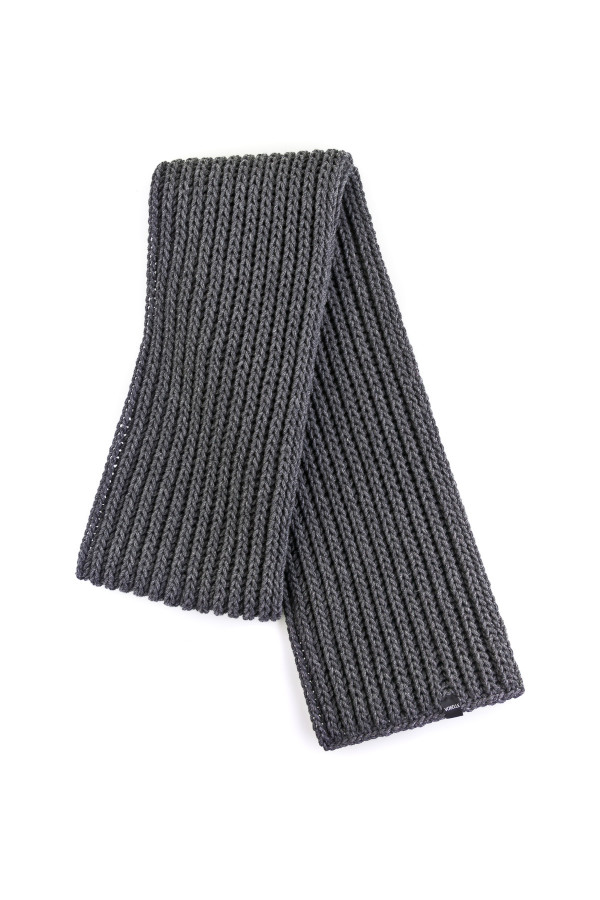 100% Merino Wool Chunky Knit Long Scarf - Dark Gray