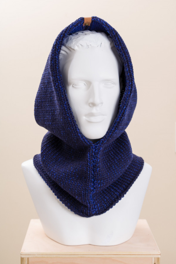 Unisex Merino Wool Two Tone Knit Hooded Cowl