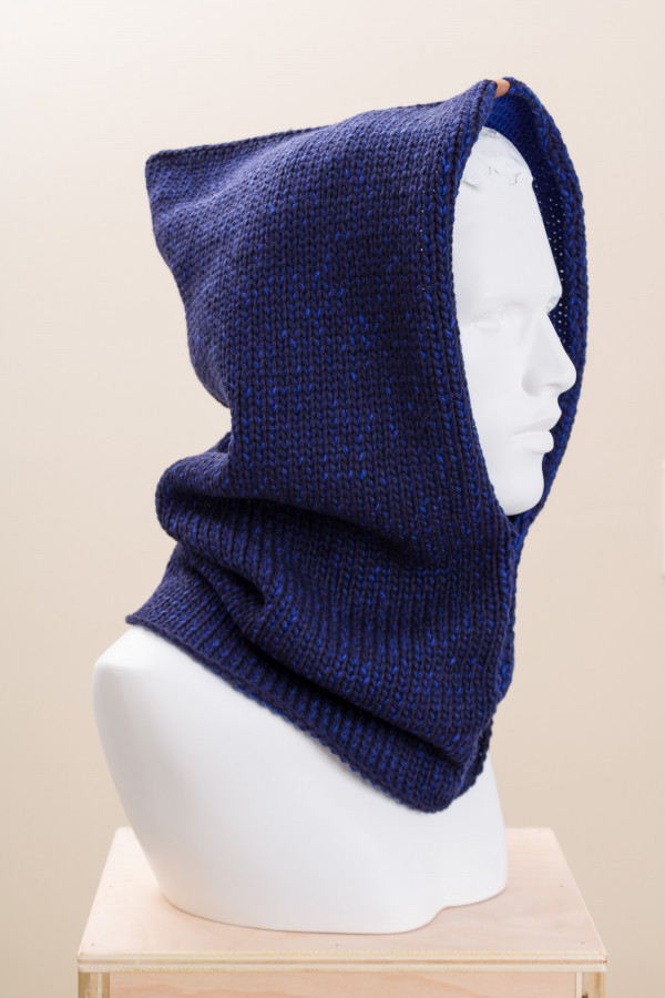 Unisex Merino Wool Two Tone Knit Hooded Cowl