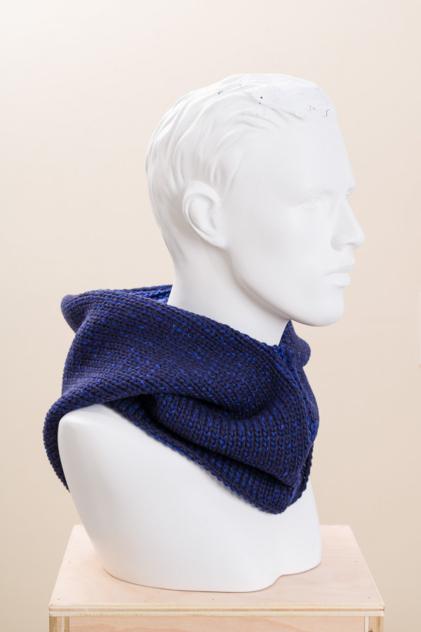 Unisex Merino Wool Two Tone Knit Hooded Cowl