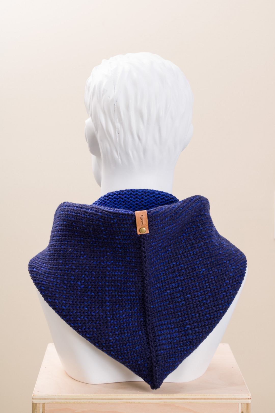 Unisex Merino Wool Two Tone Knit Hooded Cowl