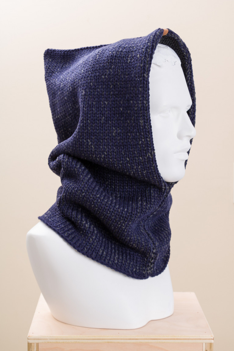 Unisex Merino Wool Two Tone Knit Hooded Cowl