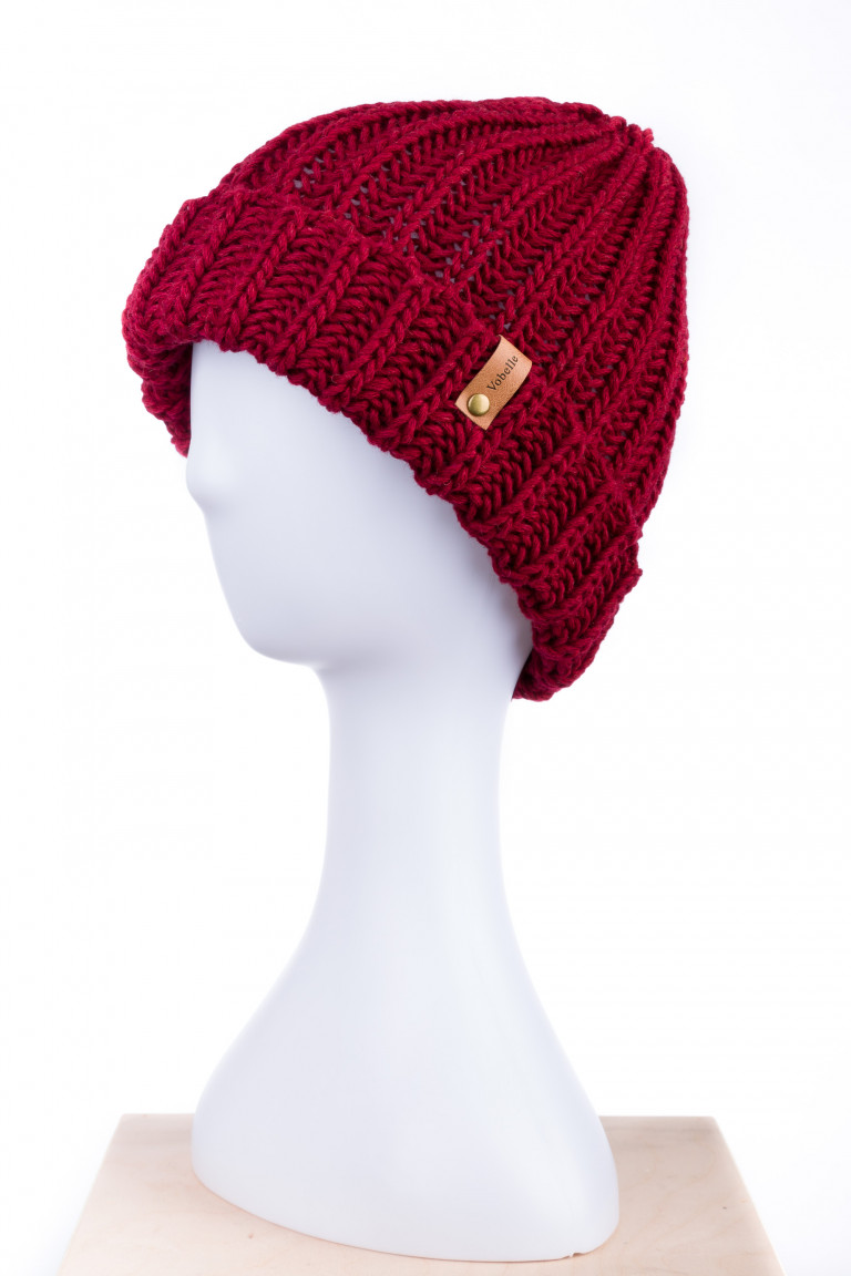 100% Merino Wool Folded Hem Chunky Knit Beanie