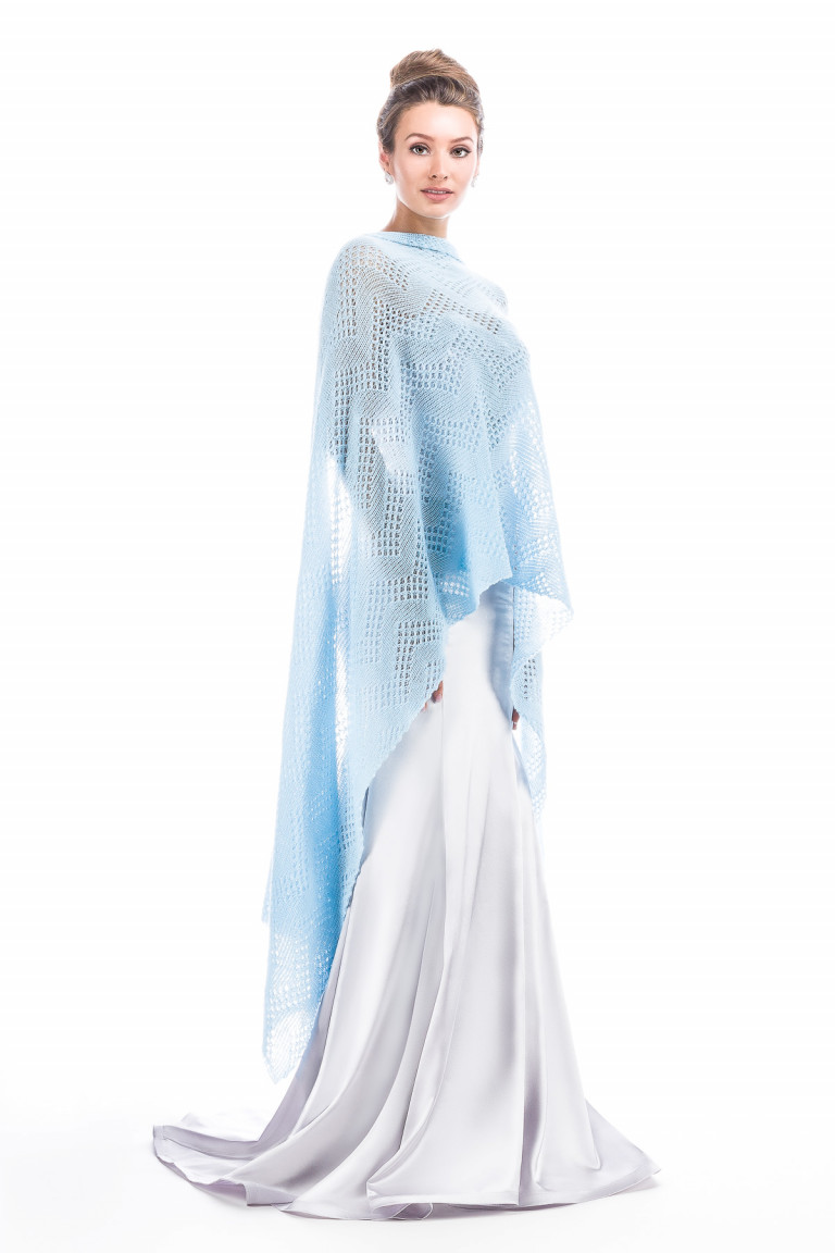 Lace Shawl for Wedding and Special Occasions - Light Blue