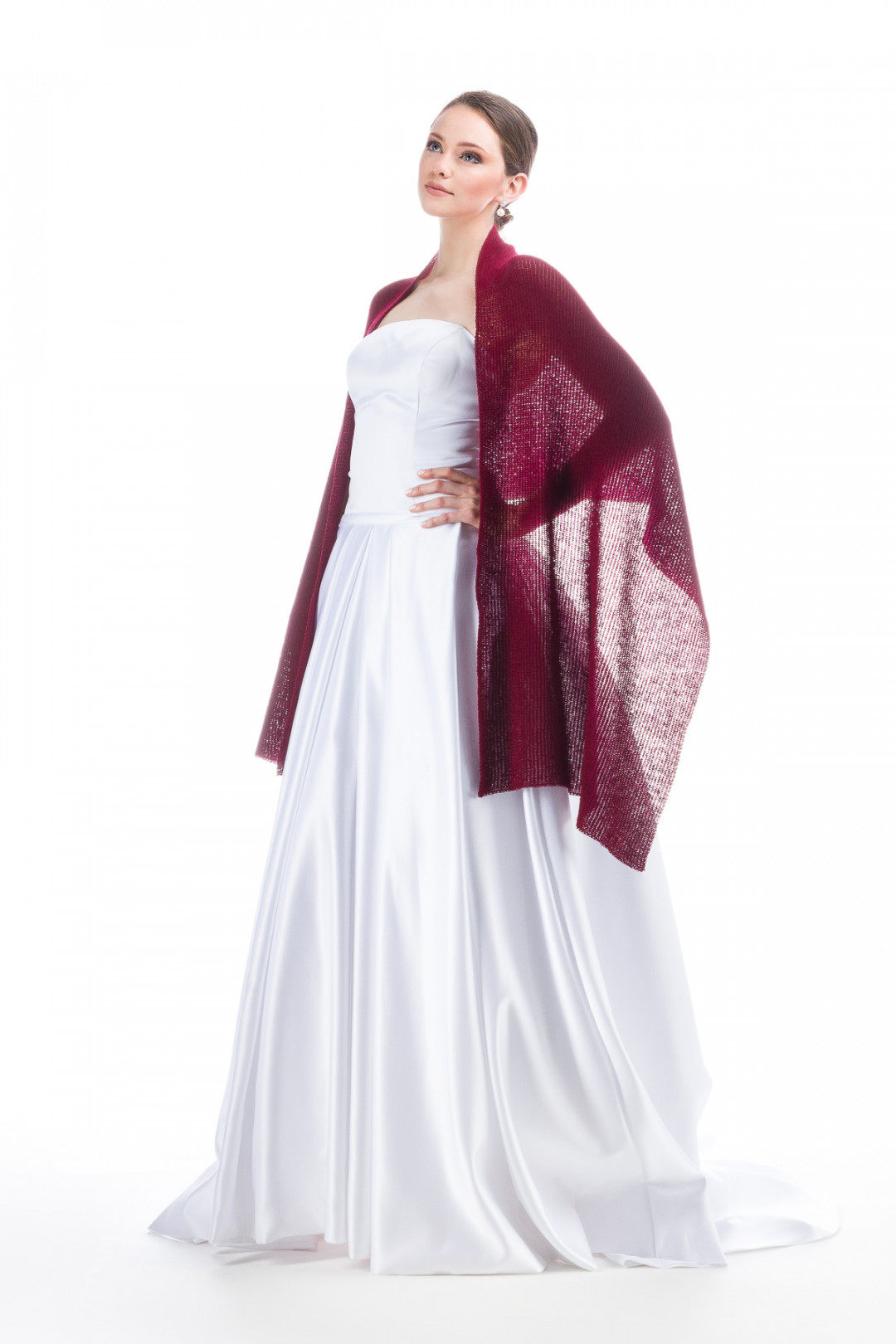 Lightweight Sheer Shawl Wrap - Dark Red