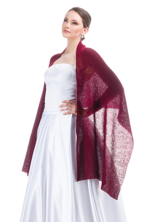 Lightweight Sheer Shawl Wrap - Dark Red