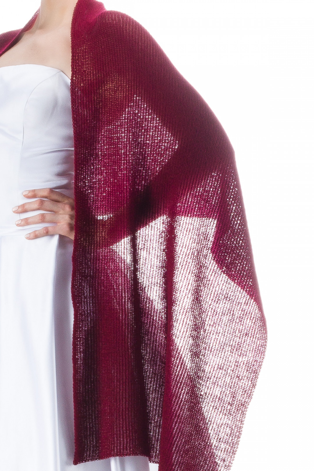 Lightweight Sheer Shawl Wrap - Dark Red