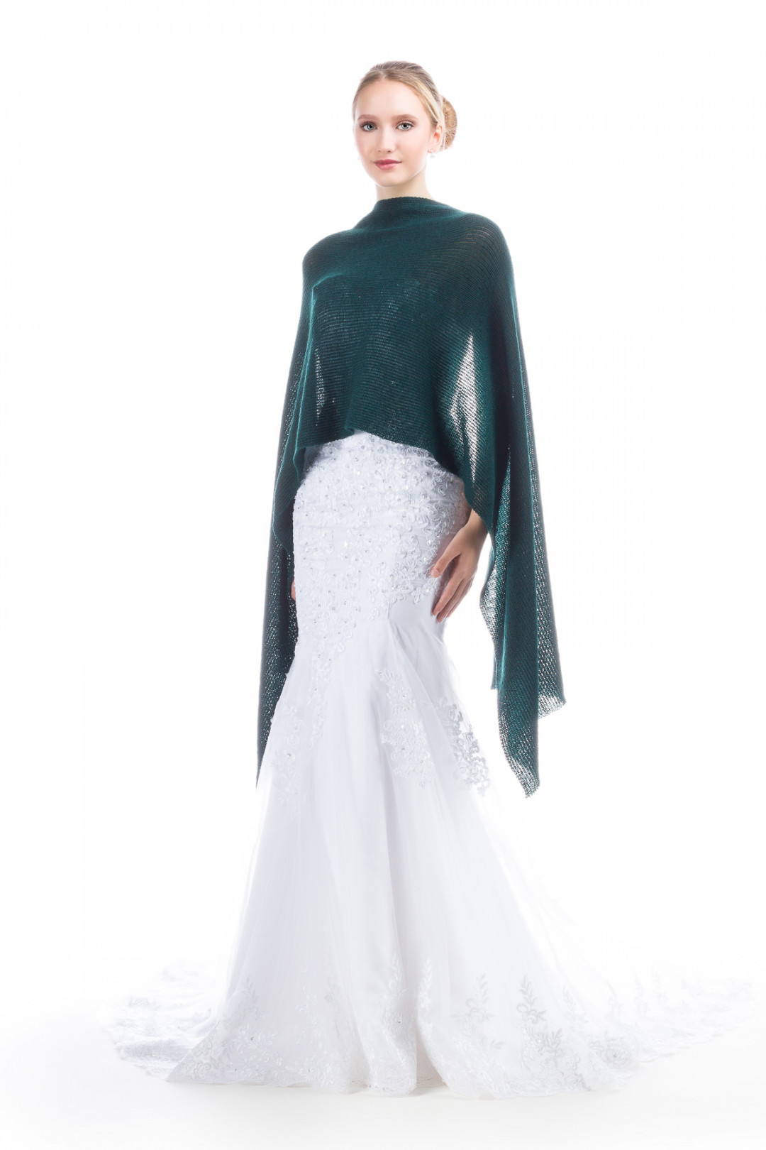 Lightweight Sheer Shawl for Bride and Bridesmaids - Dark Green