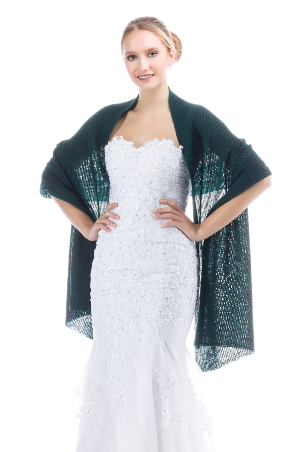 Lightweight Sheer Shawl for Bride and Bridesmaids - Dark Green