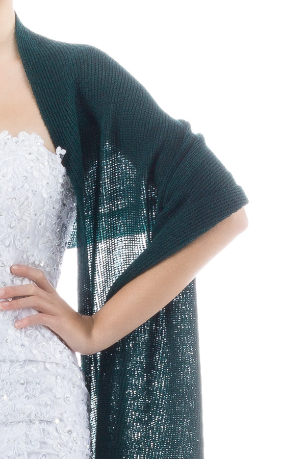 Lightweight Sheer Shawl for Bride and Bridesmaids - Dark Green