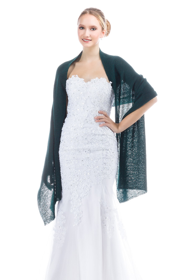 Lightweight Sheer Shawl for Bride and Bridesmaids - Dark Green