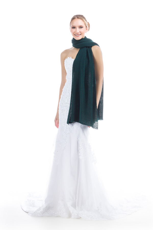 Lightweight Sheer Shawl for Bride and Bridesmaids - Dark Green