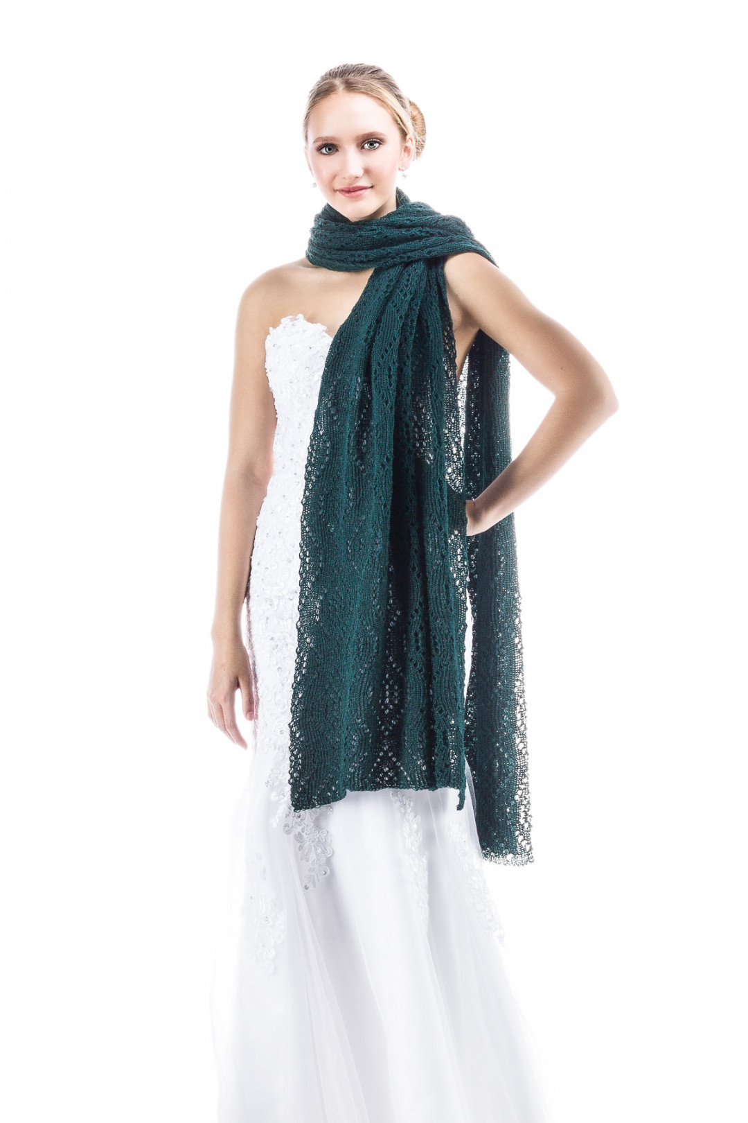 Luxury Wedding Shawl for Bride Bridesmaids - Dark Green