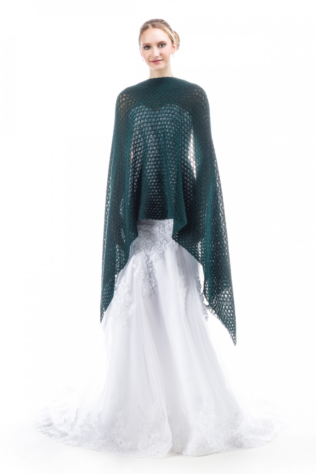 Lace Wrap Shawls for Bridesmaids Bride and Special Occasions - Dark Green