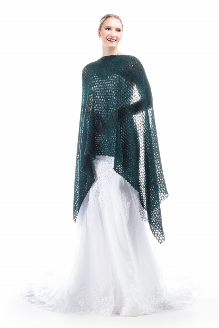 Lace Wrap Shawls for Bridesmaids Bride and Special Occasions - Dark Green