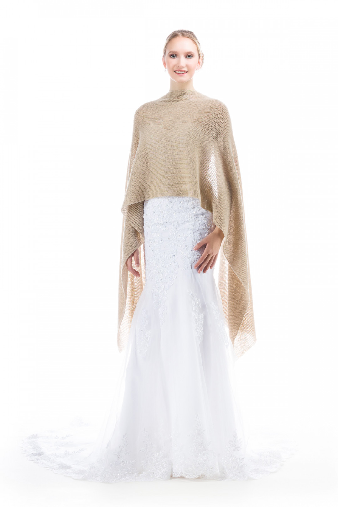 Lightweight Sheer Shawl for Bride and Bridesmaids - Beige