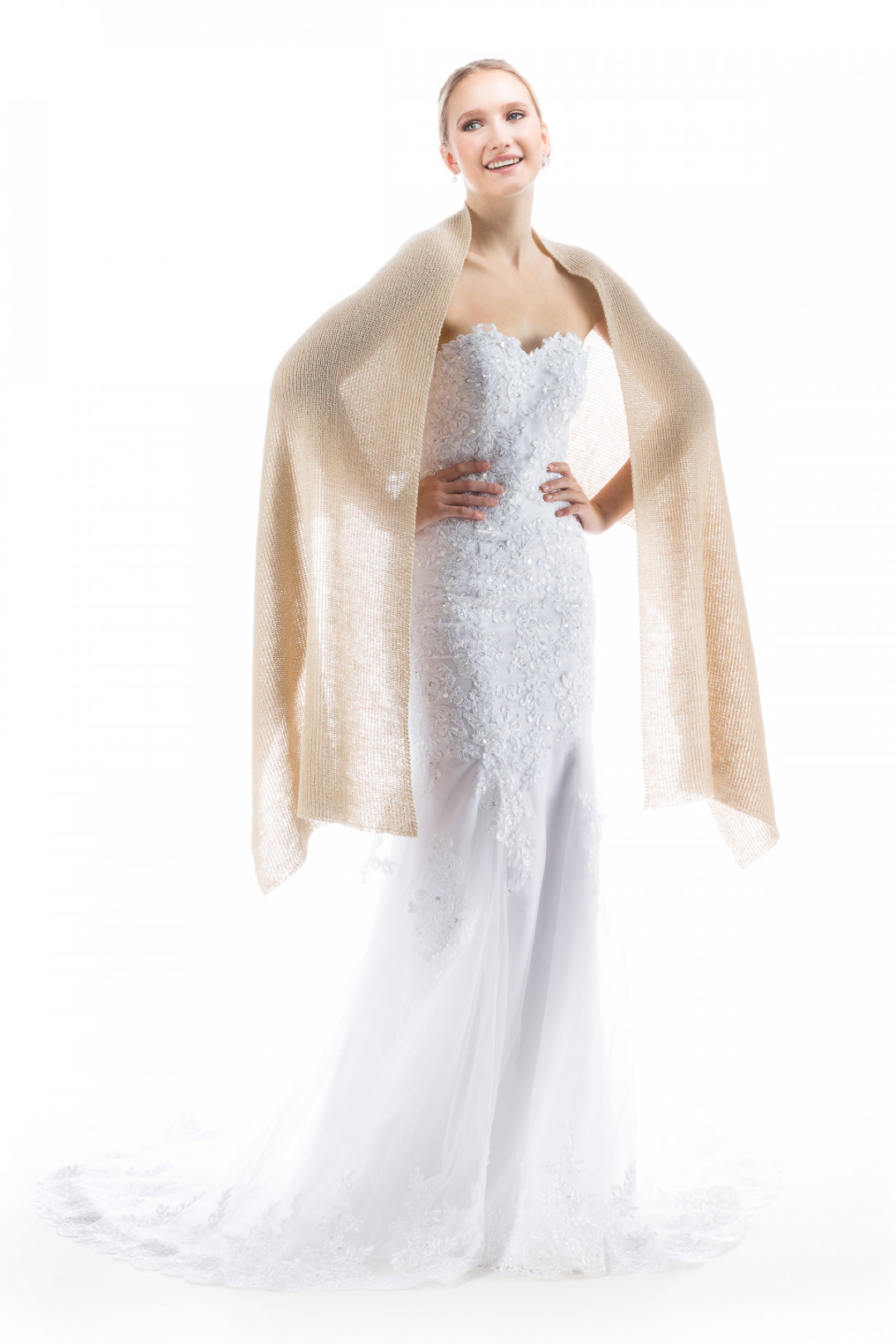 Lightweight Sheer Shawl for Bride and Bridesmaids - Beige