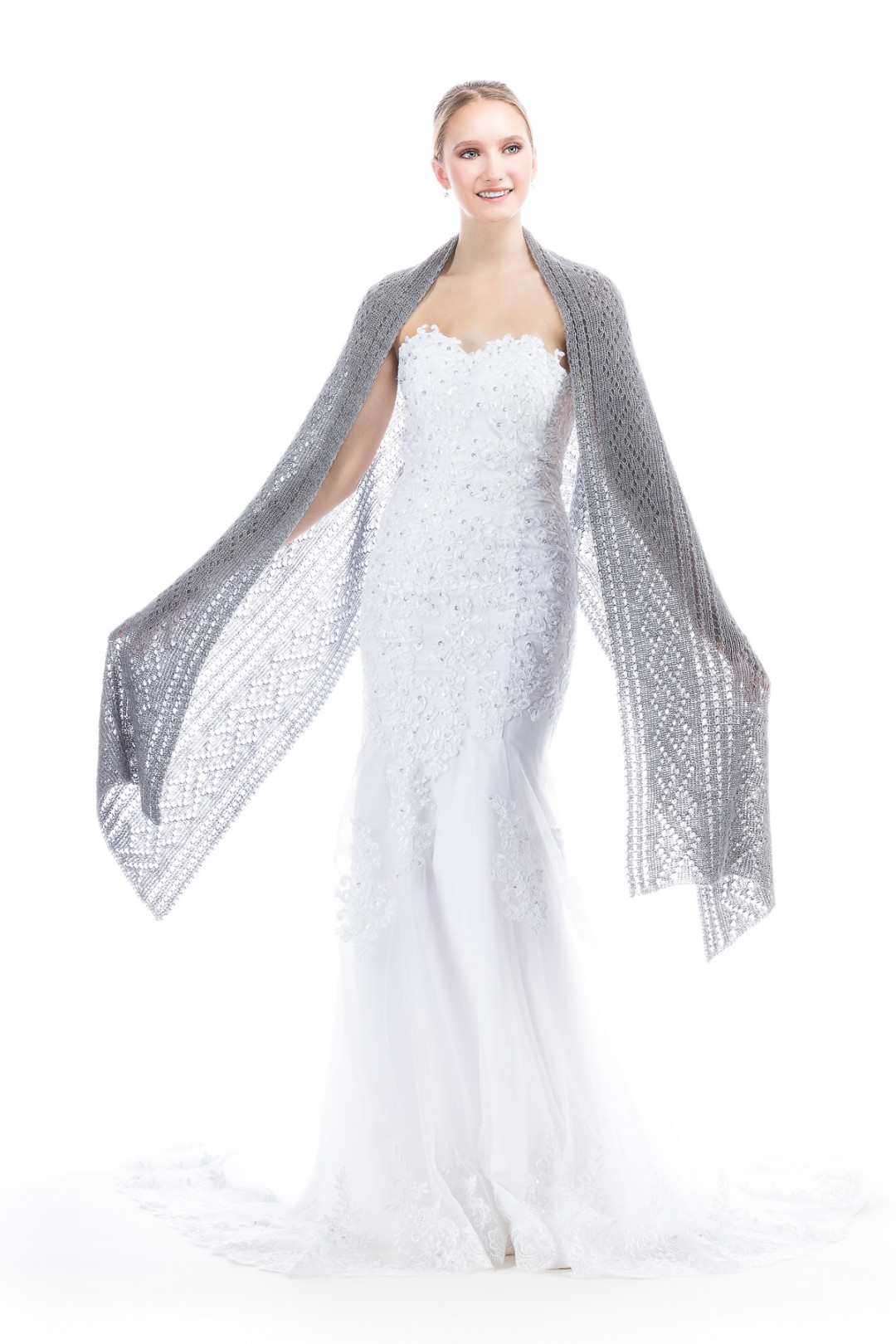 Lace Wedding Shawl for Bride Bridesmaids - Gray