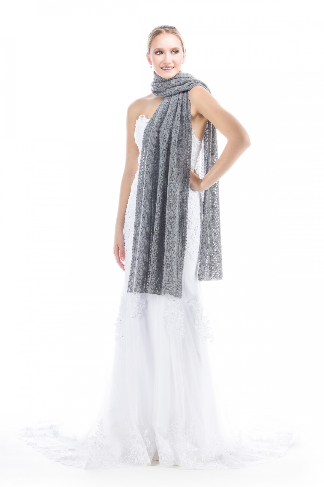 Lace Wedding Shawl for Bride Bridesmaids - Gray