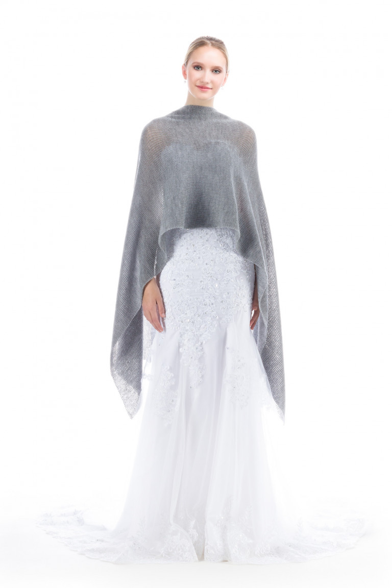 Lightweight Bridal Wrap, Sheer Shawl for Wedding - Gray