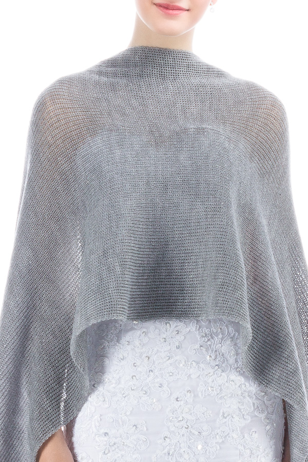 Lightweight Bridal Wrap, Sheer Shawl for Wedding - Gray