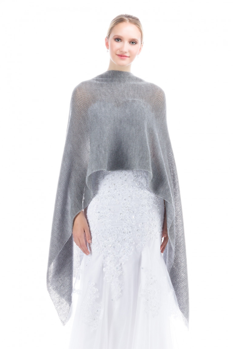 Lightweight Bridal Wrap, Sheer Shawl for Wedding - Gray