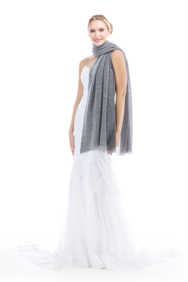 Lightweight Bridal Wrap, Sheer Shawl for Wedding - Gray