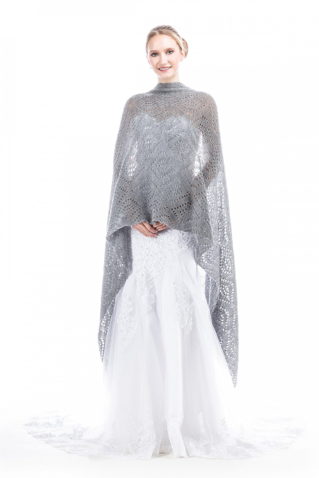 Luxury Wedding Shawl for Bride Bridesmaids - Gray