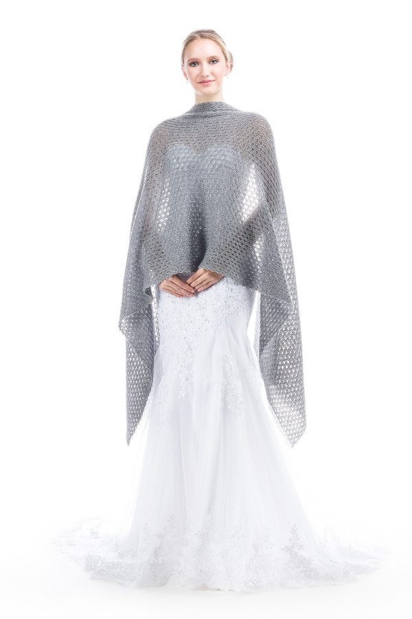 Lace Wrap Shawls for Bridesmaids Bride and Special Occasions - Gray