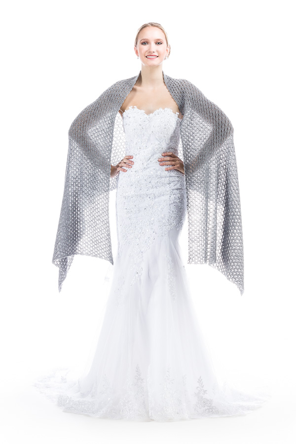 Knitted Lace Wedding Shawl Wrap - Gray