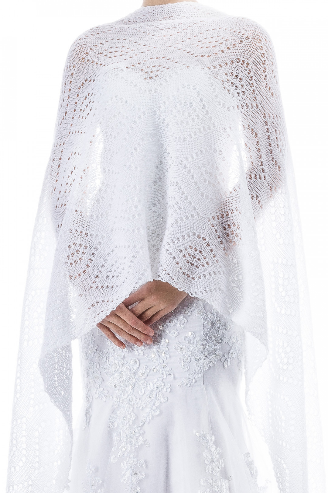 Luxury Bridal Shawl Wedding Wrap - White