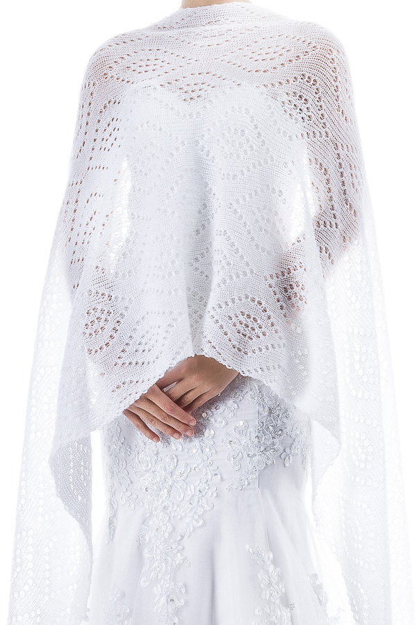 Luxury Bridal Shawl Wedding Wrap - White