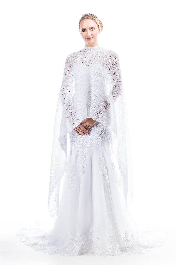 Luxury Bridal Shawl Wedding Wrap - White