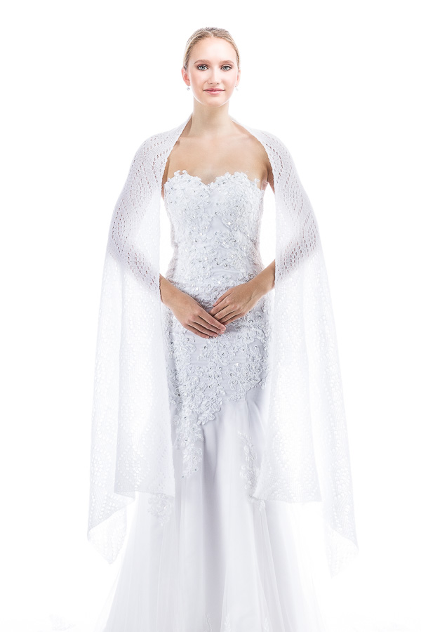 Luxury Bridal Shawl Wedding Wrap - White