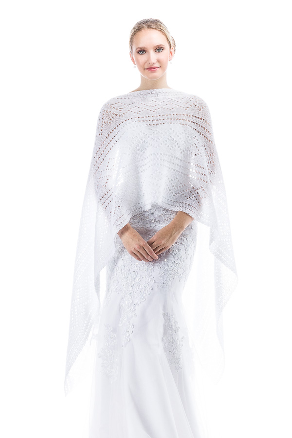 Lace Wedding Shawl for Bride Bridesmaids - White