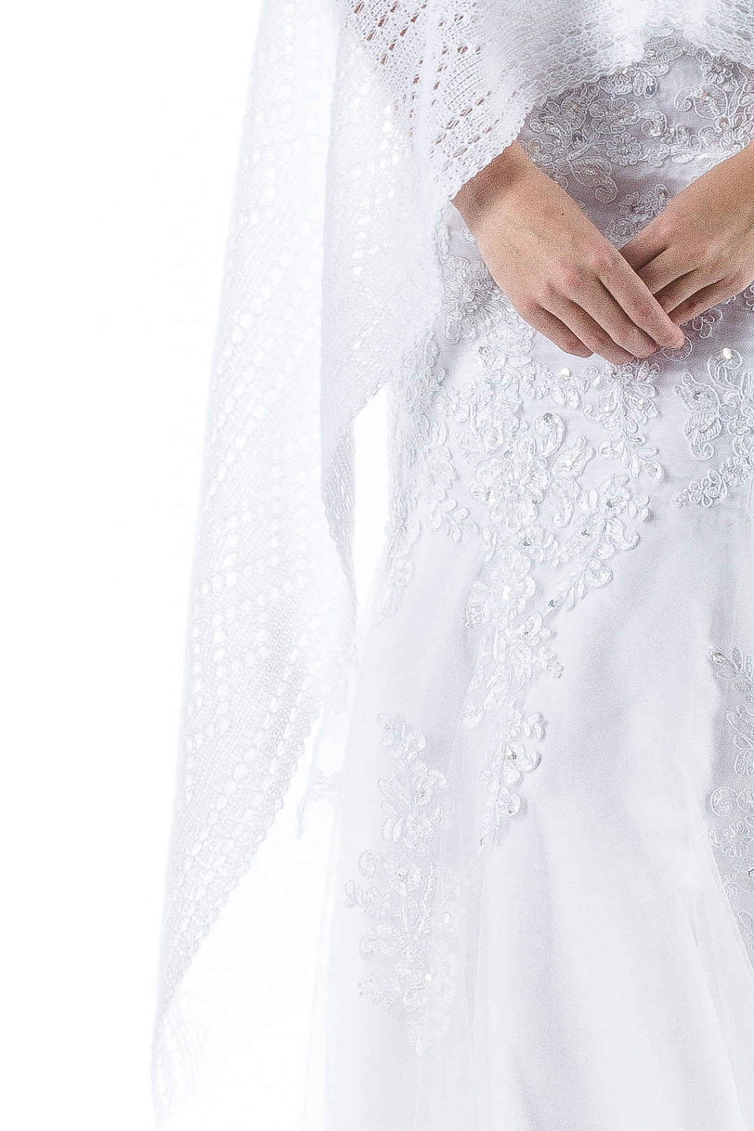 Lace Wedding Shawl for Bride Bridesmaids - White