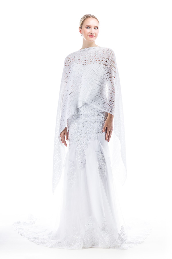 Lace Wedding Shawl for Bride Bridesmaids - White