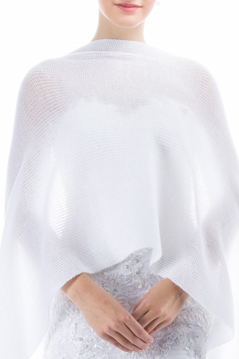 Lightweight Bridal Wrap, Sheer Shawl for Wedding - White