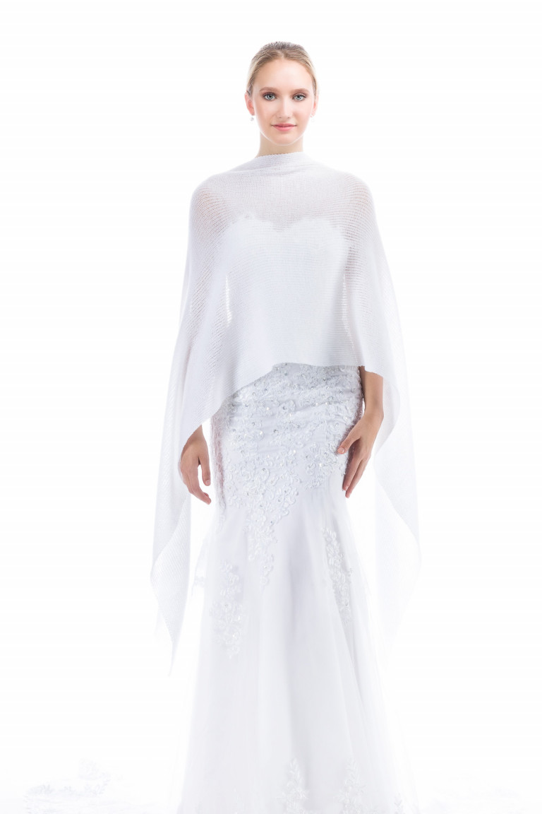 Lightweight Bridal Wrap, Sheer Shawl for Wedding - White