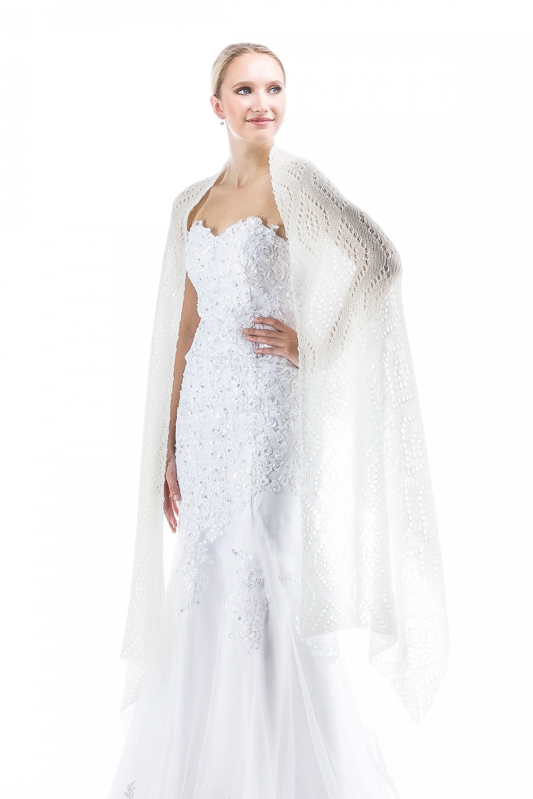 Luxury Bridal Shawl Wedding Wrap - Ivory